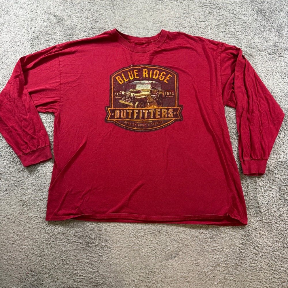 Saddlebred Mens Blue Ridge Outfitters Graphic T Shirt 2XL Red Long Sleeve Cotton